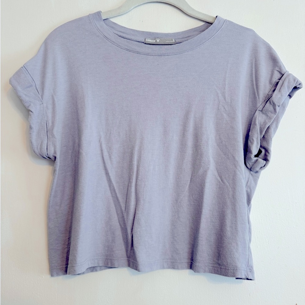 Gray/Light Blue Crop Top
